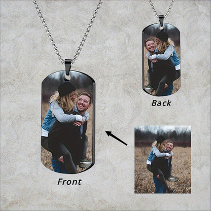 Personalized Men's Necklace - Custom Photo Dog Tag Necklace