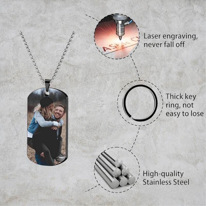 Personalized Men's Necklace - Custom Photo Dog Tag Necklace