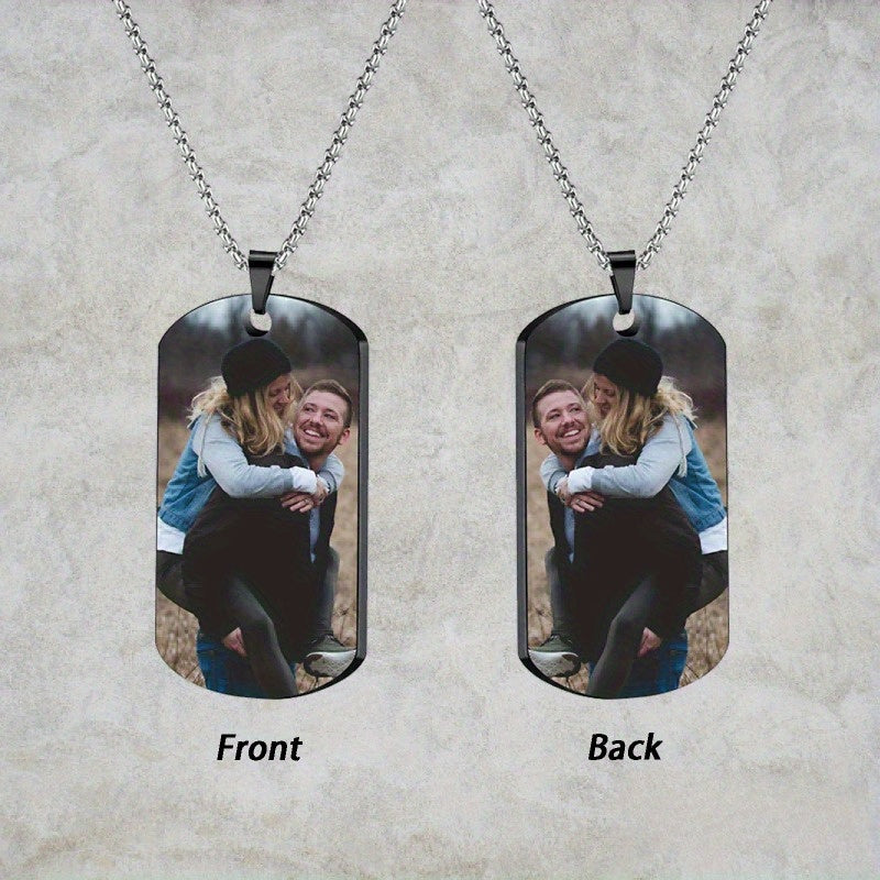 Personalized Men's Necklace - Custom Photo Dog Tag Necklace