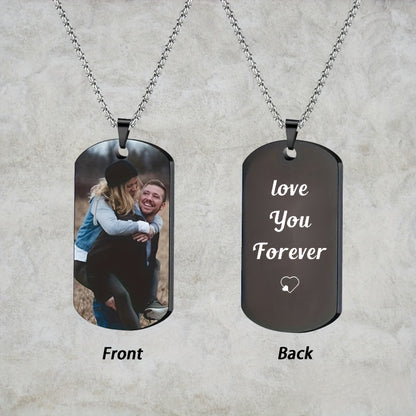 Personalized Men's Necklace - Custom Photo Dog Tag Necklace