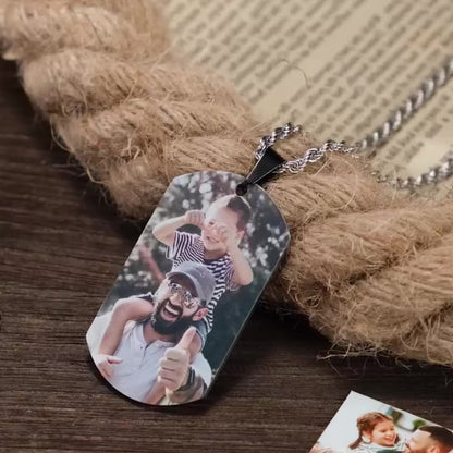 Personalized Men's Necklace - Custom Photo Dog Tag Necklace