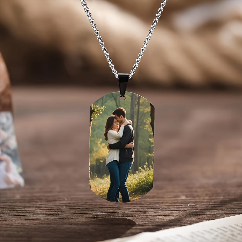 Personalized Men's Necklace - Custom Photo Dog Tag Necklace