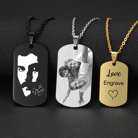 Personalized Photo Necklace - Stainless Steel