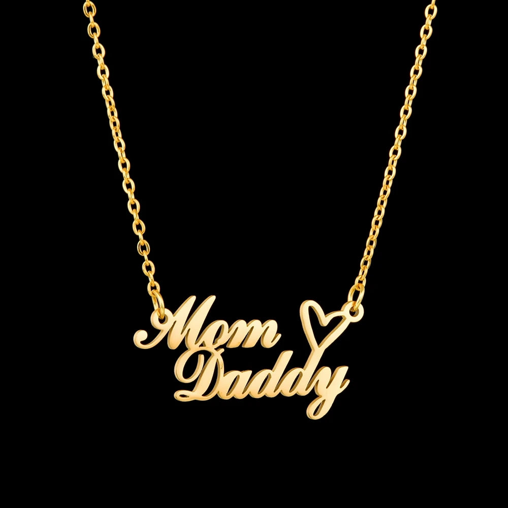 Gold - Personalized 2 Names Heart Pendant Necklace