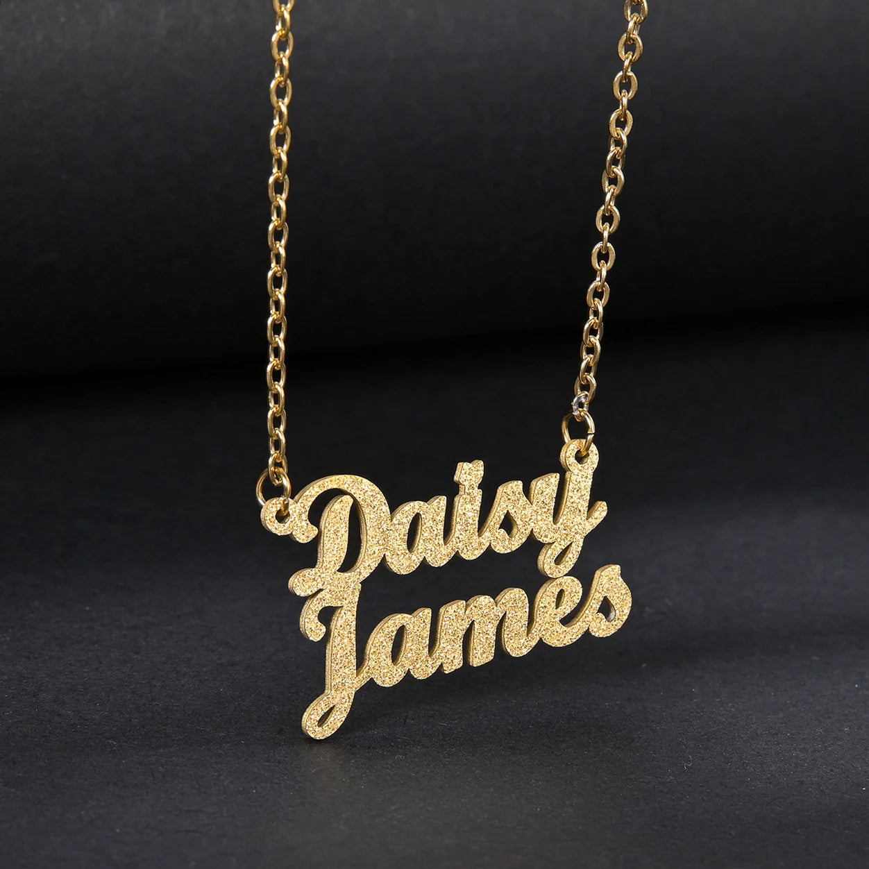 Gold - Personalized 2 Names Heart Pendant Necklace