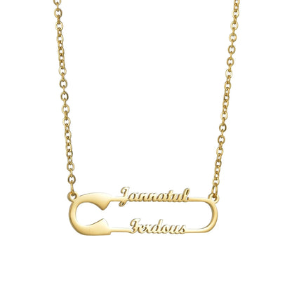 Gold - Personalized 2 Names Heart Pendant Necklace