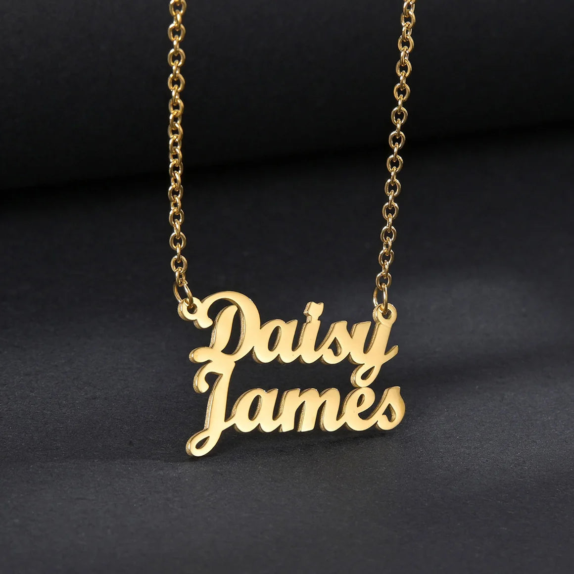 Gold - Personalized 2 Names Heart Pendant Necklace