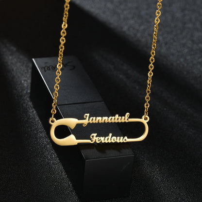 Gold - Personalized 2 Names Heart Pendant Necklace