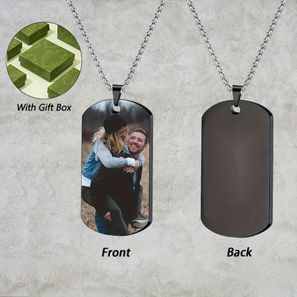 Personalized Men's Necklace - Custom Photo Dog Tag Necklace